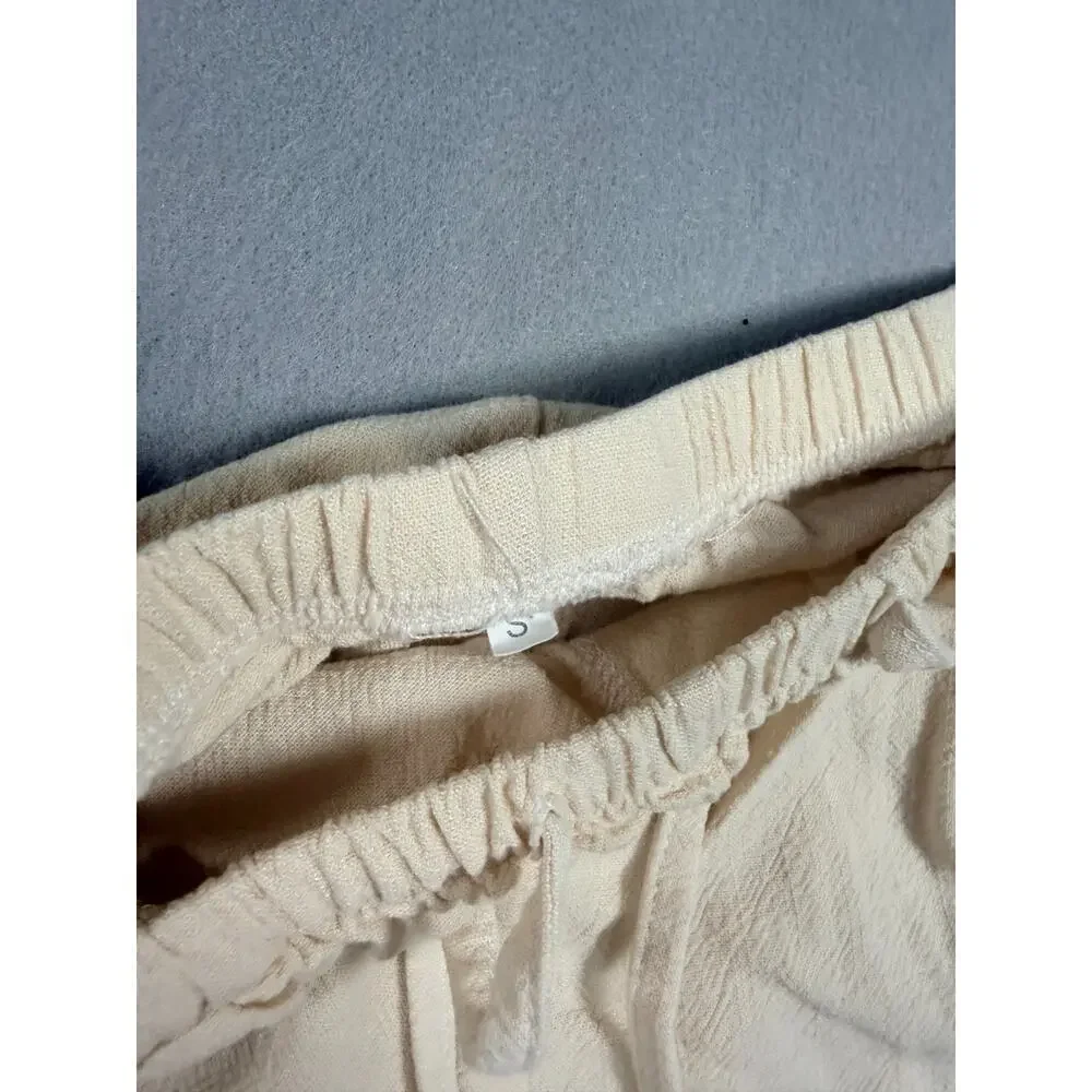 Womens Cotton Linen Pants Size Small Beige Trousers 12